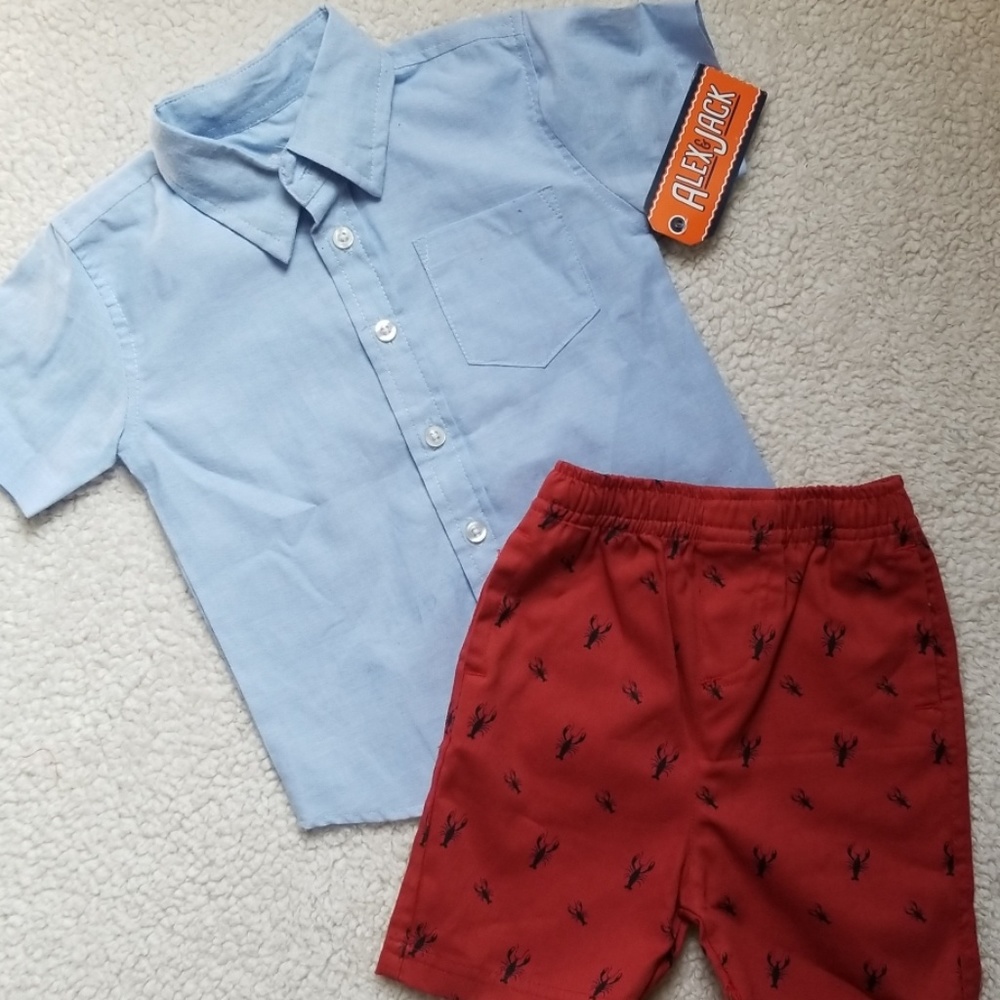 NWT Boy's  Button Down Shirt & Canvas Shorts S